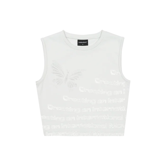 Waves Effect Tank Top Ultra Light Grey