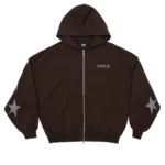 Bow Constellation Zip Hoodie Blackish Brown