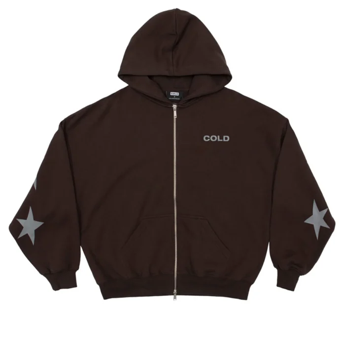 Bow Constellation Zip Hoodie Blackish Brown