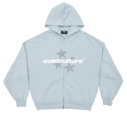 Italic-Stars Zip Hoodie Pale Blue