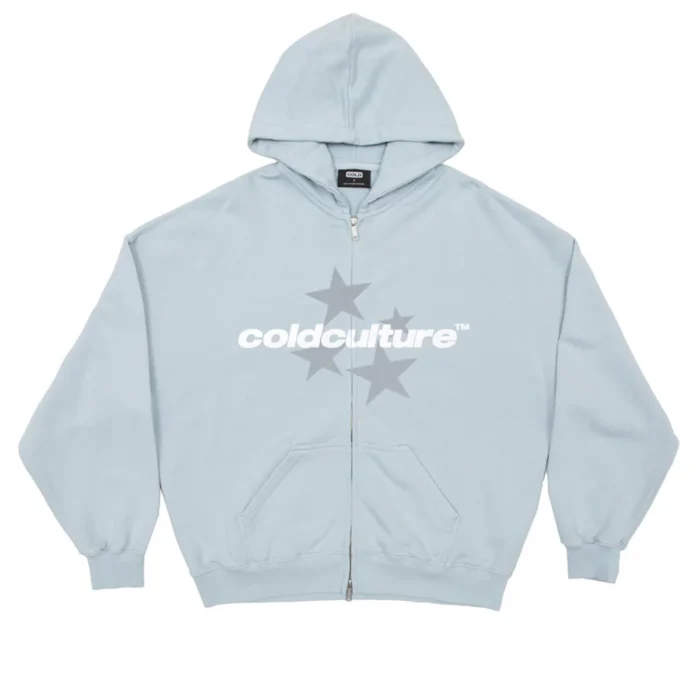 Italic-Stars Zip Hoodie Pale Blue
