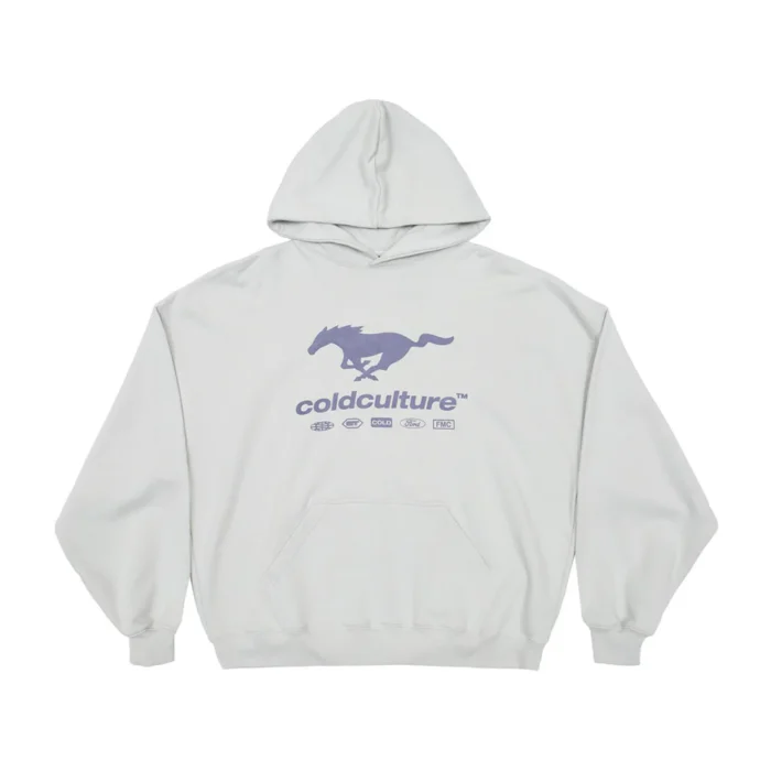 Mustang Horse Hoodie Light Grey