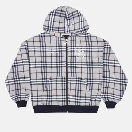 Cold Culture Grid Zip Hoodie Tartan Dark Blue-Grey
